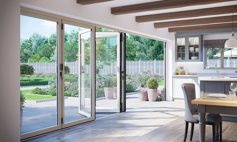 Dual colour aluminium bifold door