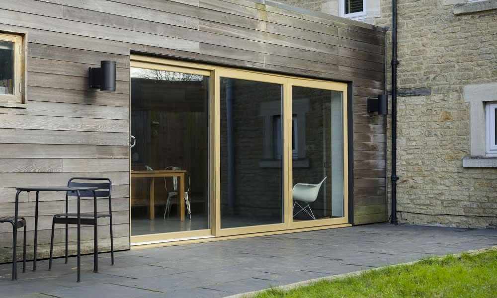 Irish oak effect uPVC sliding patio door