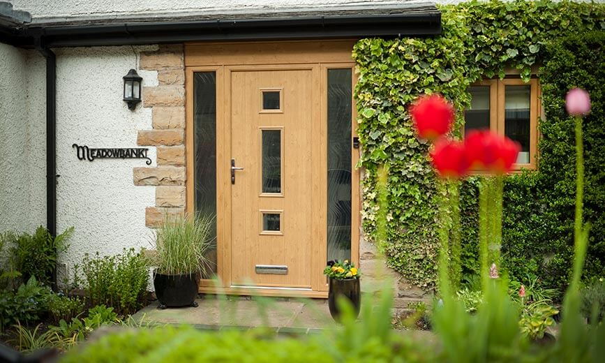 golden oak entrance door