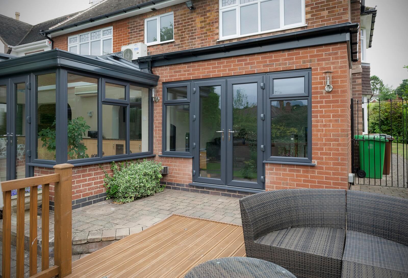 grey upvc french door and windows