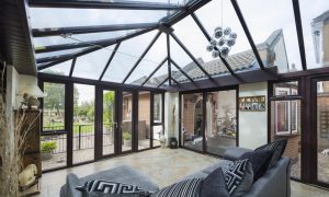 Interior of a rosewood uPVC conservatory
