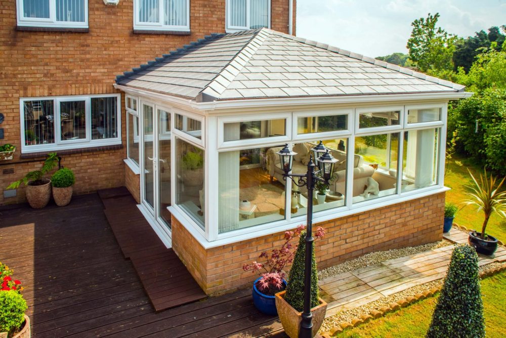 Tiled roof white conservatory