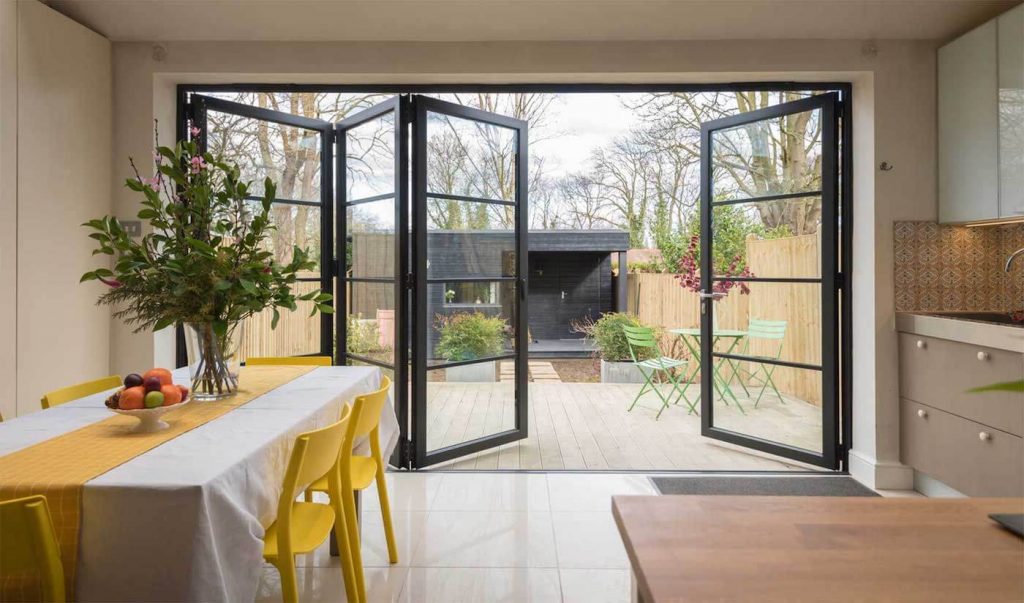 origin open dark bifold doors