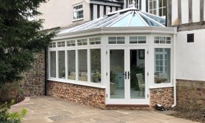 A white timber conservatory