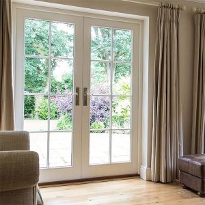 white timber french doors